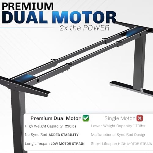 VIVO Black Dual Motor Electric Standing Desk Frame, DESK-V103E