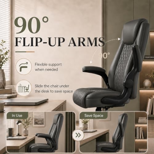 GTPLAYER Office Executive Chair with Flip-up Arms, Gray