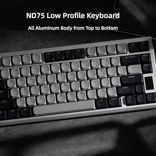 OOCTPK Mechanical Keyboard, Chilkey ND75 LP Wireless Gaming Keyboard with LCD Screen, Bluetooth 5.3/2.4G/USB-C, Hot Swappable Per-Key RGB Custom, Thin Front, Wrist Rest, Full-Aluminum, PC/Mac Support