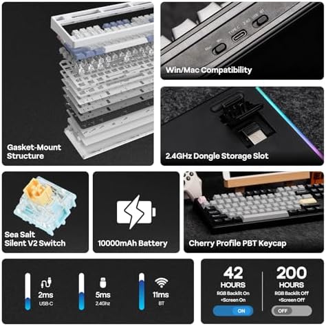 EPOMAKER TH108 PRO Full Size Mechanical Keyboard with Screen & Knob