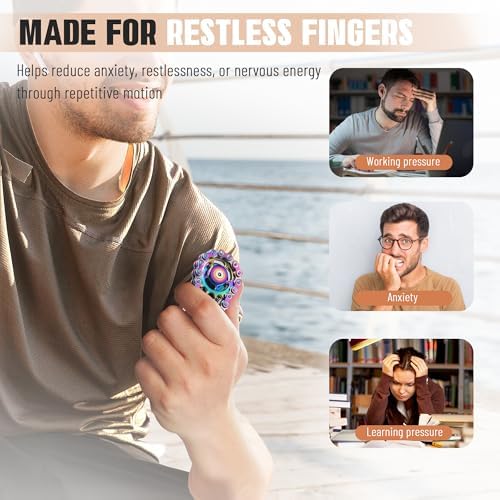 Fidget Spinner Toys for Teens Boys Adults Metal Bike Chain Roller Gadgets ADHD Figette Anxiety Stress Relief Items Quiet Figet Desk Offices EDC Men Easter Basket Stuffer - Colorful