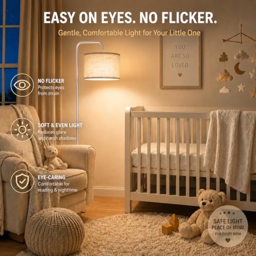 TJOY Floor Lamp, ‌Silver‌ Standing Floor Lamp for LivingRoom with 3CCT Bulb