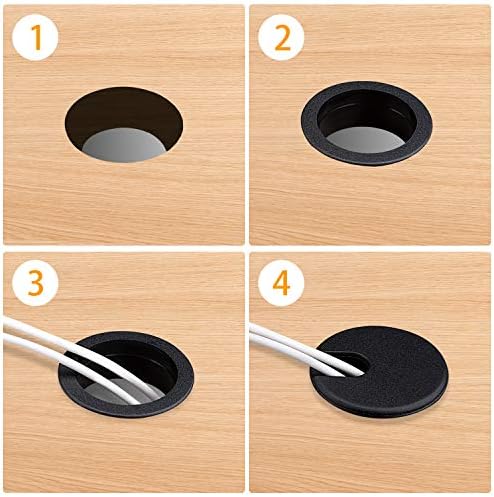 Desk Grommet, 1.5 Inch Plastic Cable Hole Cover, Wire Cord Organizer, Black