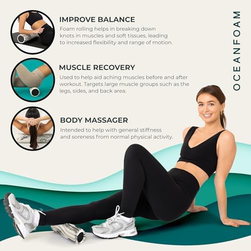 Oceanfoam Ripple Small Foam Roller for Physical Therapy (Natural Marbled)