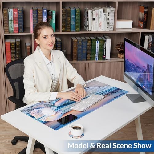 Desk Mat Set Keyboard and Mouse Pad with Wrist Rest Support