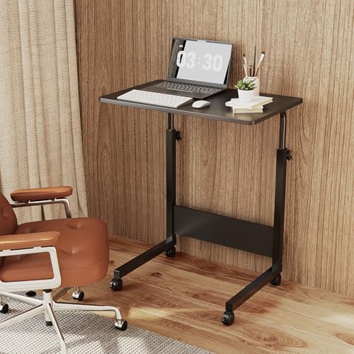 FCH Portable Computer Workstation, Standing Desk Adjustable Height, Small Computer Desk w/Rolling, Sit Stand Laptop Desk TV Tray for Bed Sofa Hospital Reading Eating, Black, 23.6"