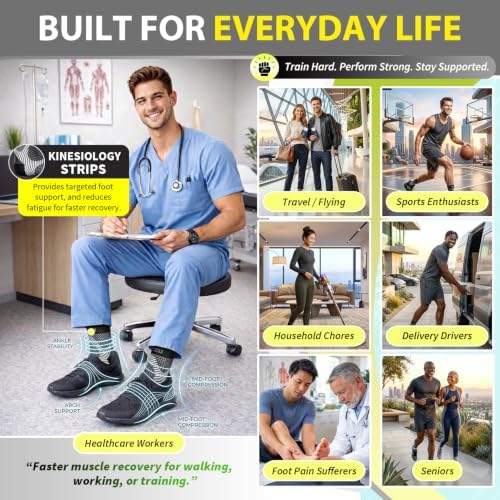 BLITZU Foot Compression Sleeve Plantar Fasciitis Relief Socks Women Ankle Sleeve Support Foot Support for Pain Compression Socks Black XXL