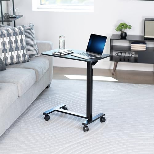 VIVO Black Mobile 28 x 16 inch Over Couch Laptop Table, CART-V28L