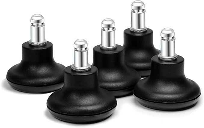 Bell Glides Replacement Office Chair or Stool Swivel Caster Wheels to Fixed Stationary Castors, Low Profile Bell Glides with Soft Rubber Bottom Instead of Self Felt Pads, Chair Feet Wheel Stopper