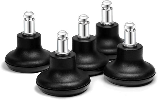 Bell Glides Replacement Office Chair or Stool Swivel Caster Wheels to Fixed Stationary Castors, Low Profile Bell Glides with Soft Rubber Bottom Instead of Self Felt Pads, Chair Feet Wheel Stopper