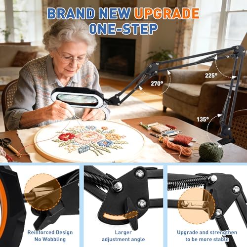 HITTI 30X & 12X Square Ultra Long Magnifying Glass with Light and Clamp
