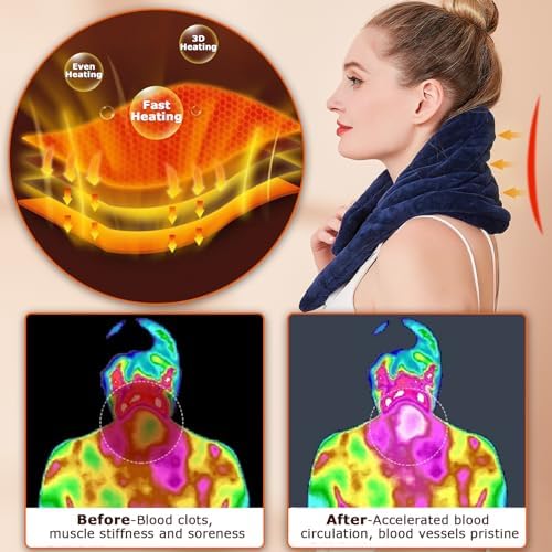 CAMECO Electric Neck Heating Pad for Pain Relief, 86℉-158℉ & 30S Heating Heated Neck Wrap Warmer for Soreness Stiffness, Super Soft Heated Scarf, Neck Heat Pad, Auto Shut-Off Timer, Gifts for Women