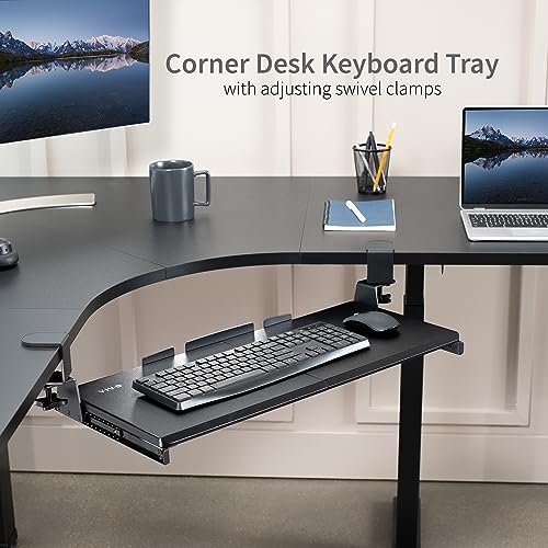 VIVO Black Clamp-on 27 x 11 in Keyboard Tray for Corner Desk, MOUNT-KB10C