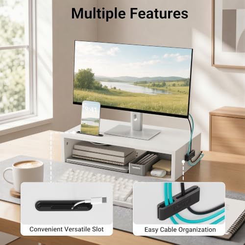 BONTEC Monitor Stand Riser with Cellphone Holder & Cable Management