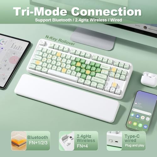 YUNZII B87 TKL Wireless Mechanical Keyboard (Matcha Heart,Cocoa V2 Switch)