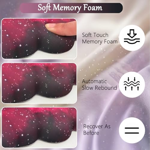 Cloud Mouse Pad Keyboard Wrist Rest 4PCS Extended Large Galaxy Desk Mat Pad Set Memory Foam Non-Slip Cute Ergonomic Gaming Mouse Pad Wrist Support for Computer Laptop Home Office Black Pink