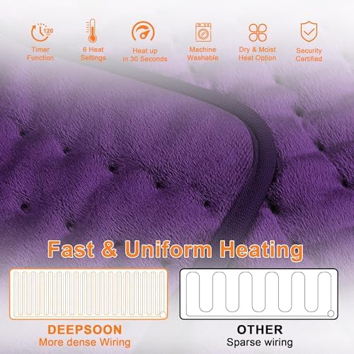 Heating Pad,Electric Heating Pads,Heating Pad for Back,Purple,33x17 Inch