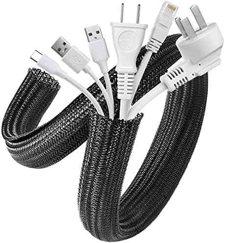 AGPTEK Cable Management Sleeve, 2 Pack 5ft - 1.2 inch Cord Hider, Black