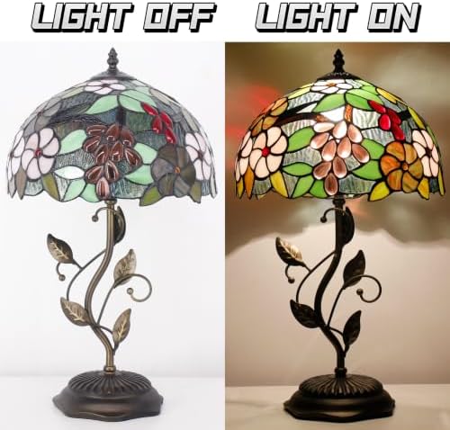Tiffany Lamp Warm Grape Floral Stained Glass Table Lamp