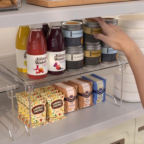STARLATTA 3 Pcs Stackable Clear Acrylic Cabinet Organizer Shelf