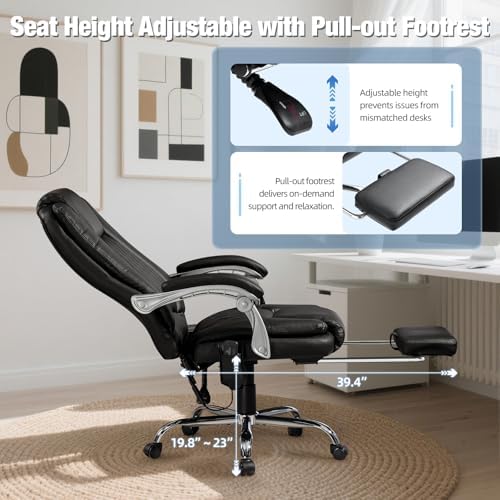 Massage Heated Office Chair with Foot Rest, Executive Desk Chair