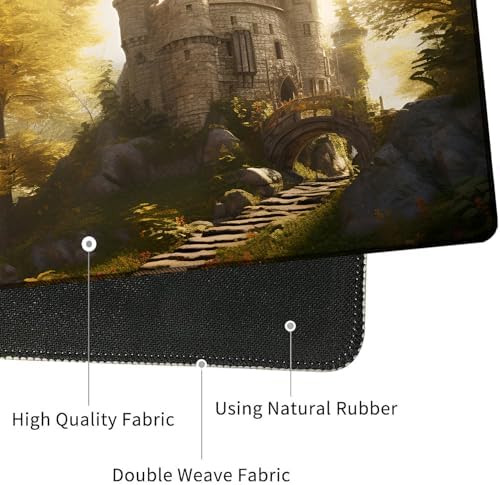 Mouse Pad Combo, Large Gaming Mouse Pad + Keyboard Wrist Support + Mouse Wrist Rest + Coaster, Table Pad 31.5 "x 11.8" with Memory Foam Ergonomic Wrist Pad Set, Fairytale Castle
