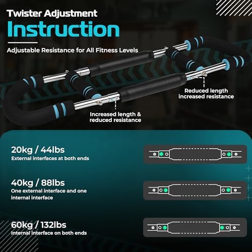 4-in-1 Arm & Chest Trainer, Adjustable Spring Resistance Bar with Push-Up Handles, Hand Grippers & S-Stand, Compact Home Gym Equipment for Men & Women, Bicep Tricep Shoulder Forearm Workout