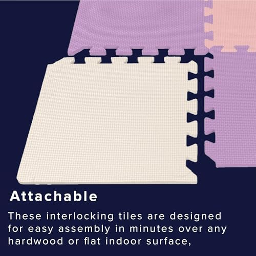 We Sell Mats Interlocking Foam Floor Tiles - 3/8" Thick Pink/Purple 18-Pack