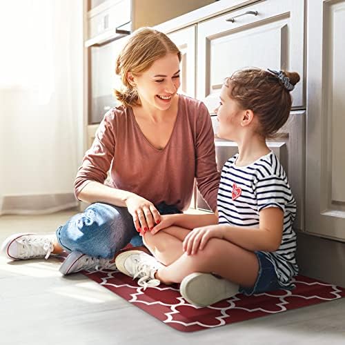 WISELIFE Anti Fatigue Mats for Kitchen Floor, 17.3" x 28", 4/5 Inch, Red