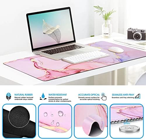 iCasso Glitter Marble Computer Mat 35.4"x15.7", Table Mat for Gaming