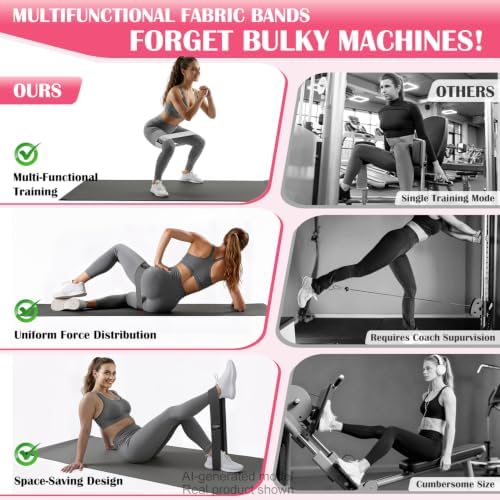 KUTIZE Ankle Resistance Bands with Cuffs & Fabric Resistance Bands Set - Legs & Glutes Workout Equipment for Women & Men, Home Gym Heavy Exercise Bands for Hip, Yoga, Strength Training, Rehab, Pilates