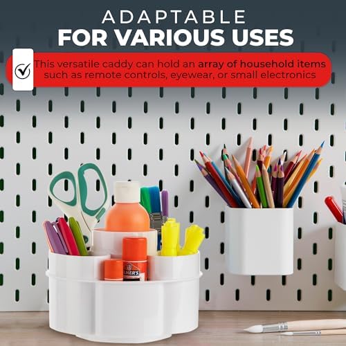 Masirs Small 360 Rotating Makeup Organizer, 5 Compartments, Round White