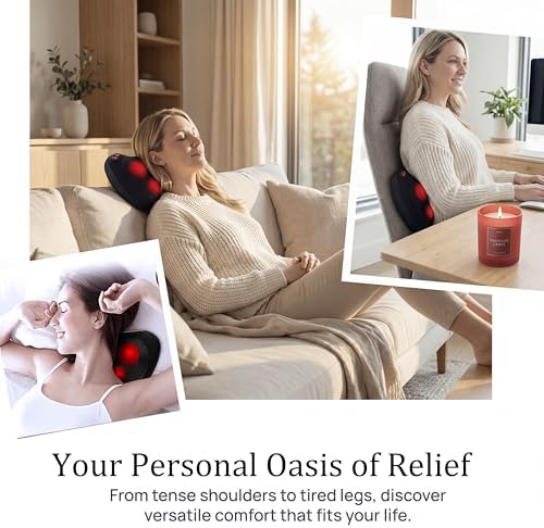 Papillon Back Massager with Heat,Shiatsu Pillow for Body Pain Relief Black