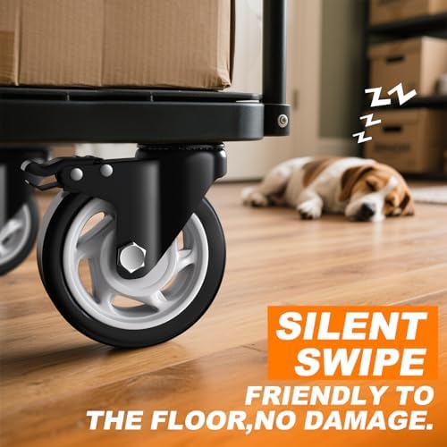 QNCZ 5 Inch Caster Wheel with Dual Brake, Heavy Duty, Silent, Set of 4