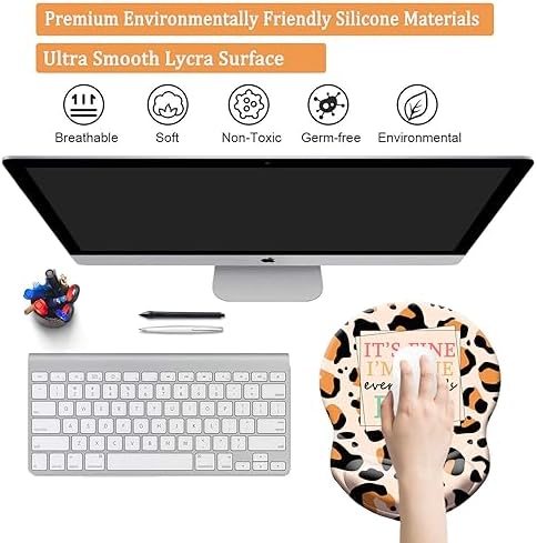 Ergonomic Wrist Support Mouse Pad - Comfortable Computer Mouse Pad with Non-Slip PU Base for Home Office Working Gaming (Everything's Fine)