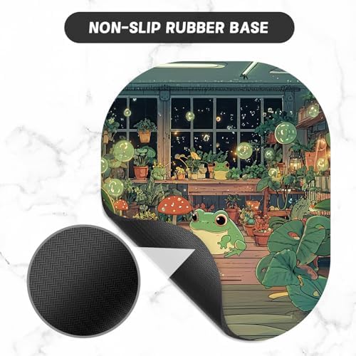 Small Mouse Pad, 6 x 7 Inch, Oval Mini Mouse Pad with Non-Slip Rubber Base for Laptop Wireless Mouse Keyboard Tray Mousepad, Frog