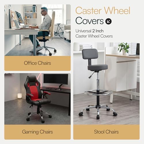 Caster Wheel Covers for Office Chair, Felt, 5 Pack