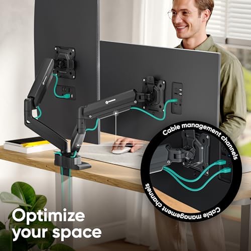 ONKRON Dual Monitor Arm 13-32 Inch, 22 lbs (x2), VESA 75x75-100x100, Black