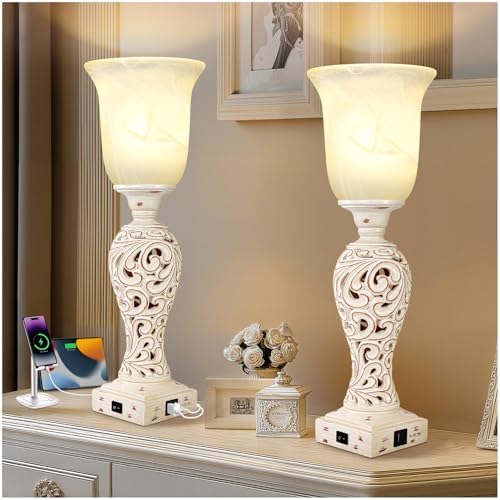 Bedside Table Lamps for Bedroom Set of 2, 3-Way Dimmable Nightstand Lamps