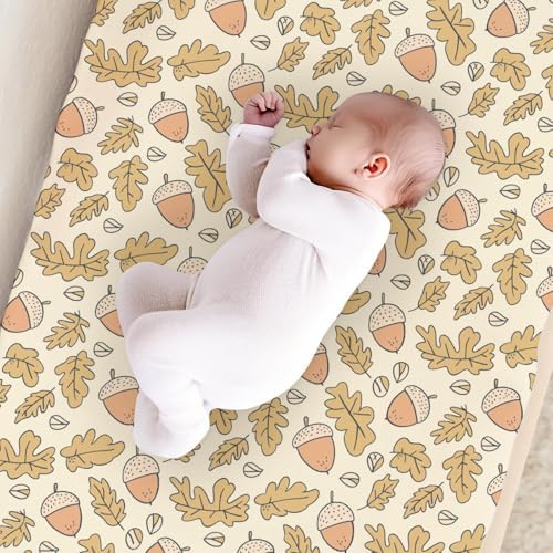 Cartoon Fall Leaves Pattern Baby Changing Pad Cover, Unisex Autumn Theme Nursery Diaper Changing Table Pad Mat Sheet for Boys Girls-16x32