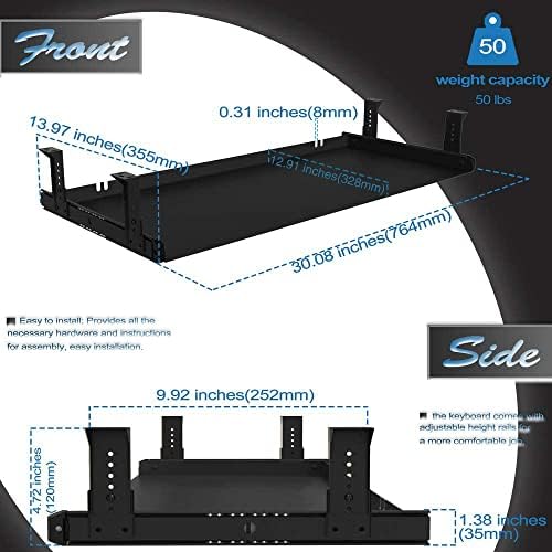 FRMSAET All-Metal 20/24/30 inch Slide Out Drawer Platform (30 inch, Black)