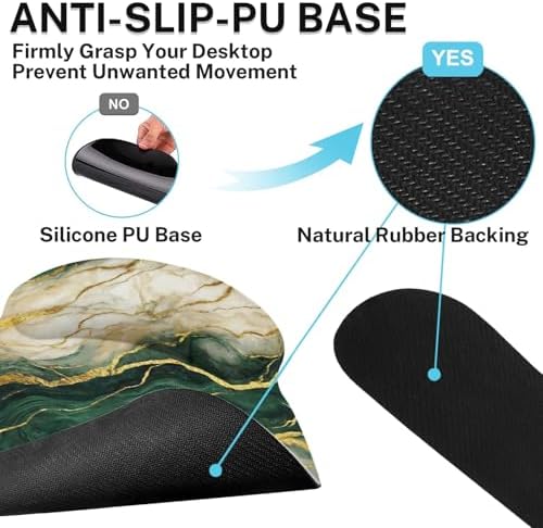 Britimes Ergonomic Mouse Pad Set with Wrist Rest, Gold Green Marble
