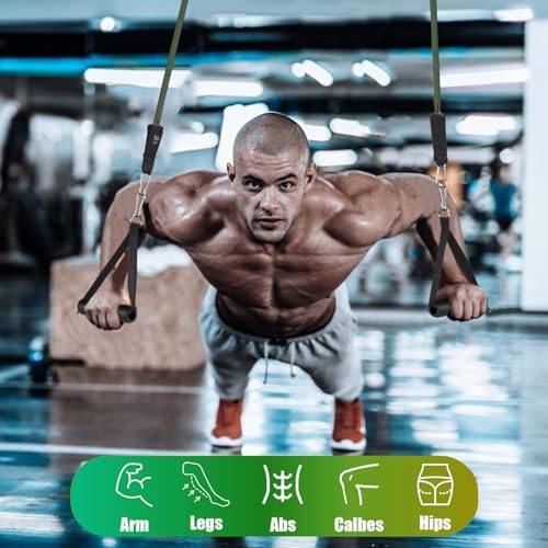 WIKDAY Exercise Resistance Bands with Handles for Working Out Workout Bands Set with Door Anchor for Physical Therapy, Yoga, Pilates