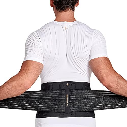 Tommie Copper Pro-Grade Adjustable Support Back Brace, Unisex, Men & Women, Breathable Ultra Flex Stability Straps for Lumbar, Posture & Muscle Support - Black - Small/Medium