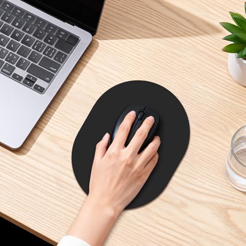 Oval Mouse Pad 6x8in Non-Slip for Laptop,Black