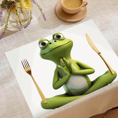 Funny Frog Doing Yoga Placemats 12x18 Inch Farmhouse Table Mats