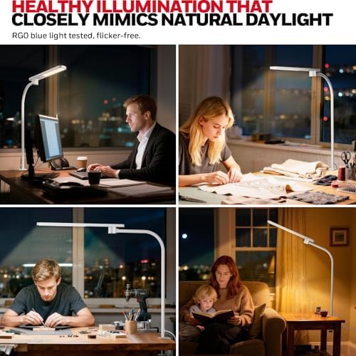 Honeywell HJ2 Clip On LED Desk Lamp with Clamp, Adjustable Reading Light