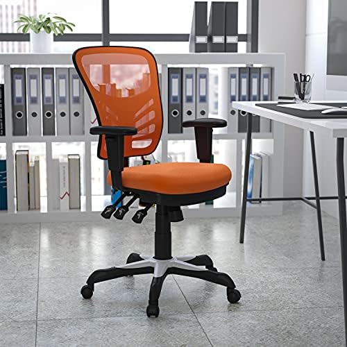 Flash Furniture Nicholas Mid-Back Swivel Office and Gaming Chair, Ergonomic Mesh Office Chair with Adjustable Lumbar Support and Height, Orange