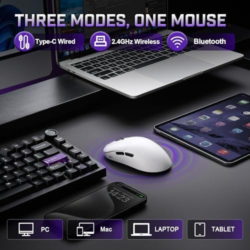 YUNZII M1 PAW3311 Sensor Wireless Gaming Mouse (White)