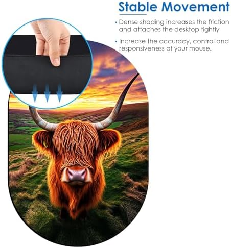 Small Mouse pad, Portable, Waterproof Non-Slip Rubber Bottom, Suitable for Wireless Mouse, Laptop Keyboard Tray for Both Men and Women, Office Travel 7.1x10.6in，Highland Cow